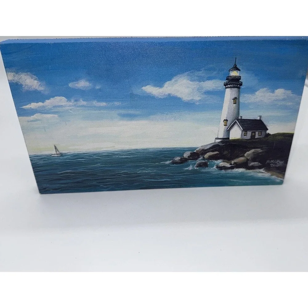Light Up Lighthouse Canvas Wall Art‎ – Battery Powered LED Nautical Decor